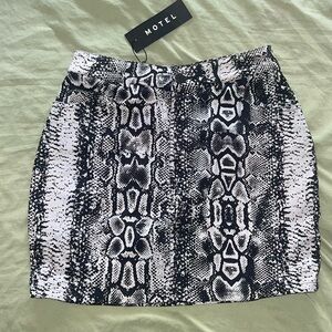 Motel Rocks Monochrome Snake Print Mini Skirt